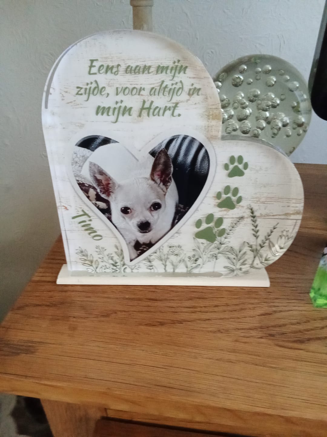 Customer photo review of Eens aan mijn zijde - Gepersonaliseerd glazen hart