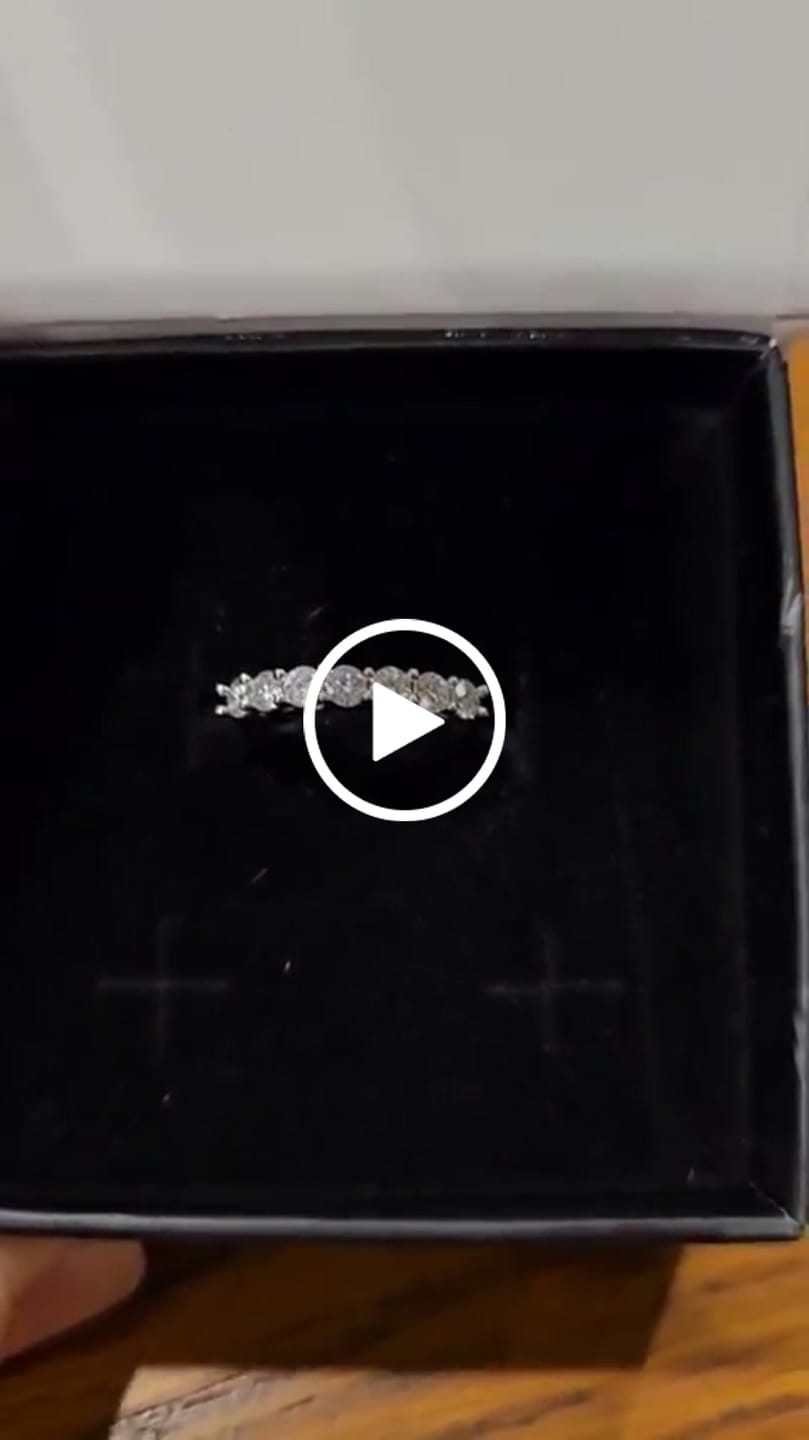 Customer video review of Moissanite by Cate & Chloe Josephine 0.77tcw Round Cut 925 Sterling Silver 18k White Gold Plated Wedding Band