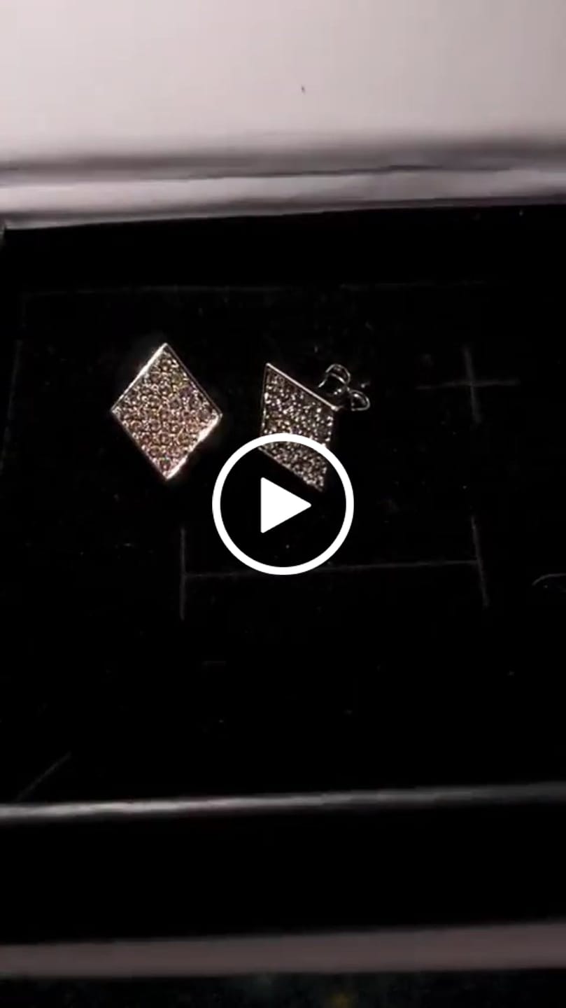 Customer video review of Lennon 18k White Gold Plated Diamond Shaped Stud Earrings with Swarovski Crystals
