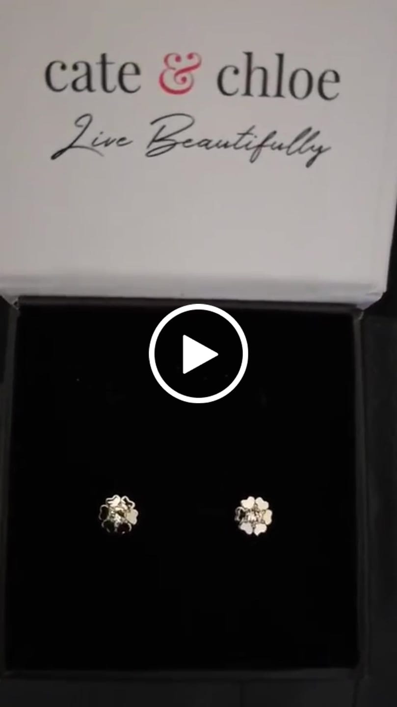 Customer video review of Khloe 18k White Gold Plated Flower Heart Earrings with Crystals