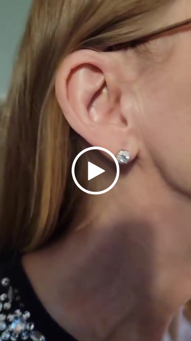 Customer video review of Moissanite by Cate & Chloe Hannah 18k Gold Plated 925 Sterling Silver Stud Earrings 1.16tcw