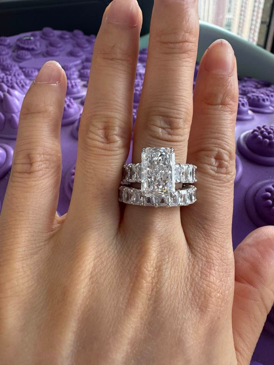 Customer photo review of S925 5.0Ct Luxe Radiant Cut Engagement Ring Travel Ring With Radiant Cut Wedding Band