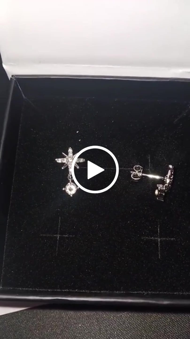 Customer video review of Harlow 18k White Gold Plated Silver Stud Drop Earrings with Swarovski Crystals