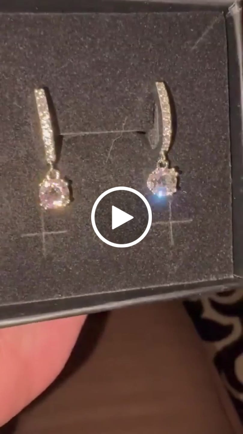 Customer video review of McKenzie 18k White Gold Plated Drop Dangle Earrings with Swarovski Crystals