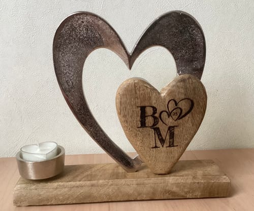 undefined review of Kerzenständer Doppelherz 23cm personalisiertes Geschenk image 1 out of 1