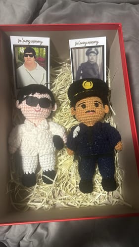 Customer photo review of Tranquil - Personalized Couple Crochet Dolls with Photo Card