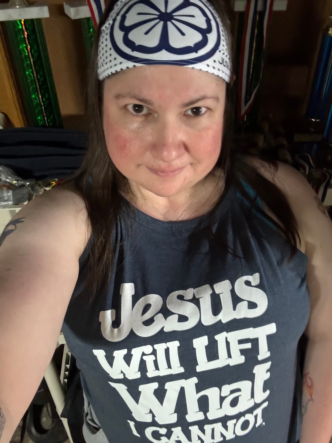 Customer photo review of Jesus Will Lift what i cannot Rocker Tank Top