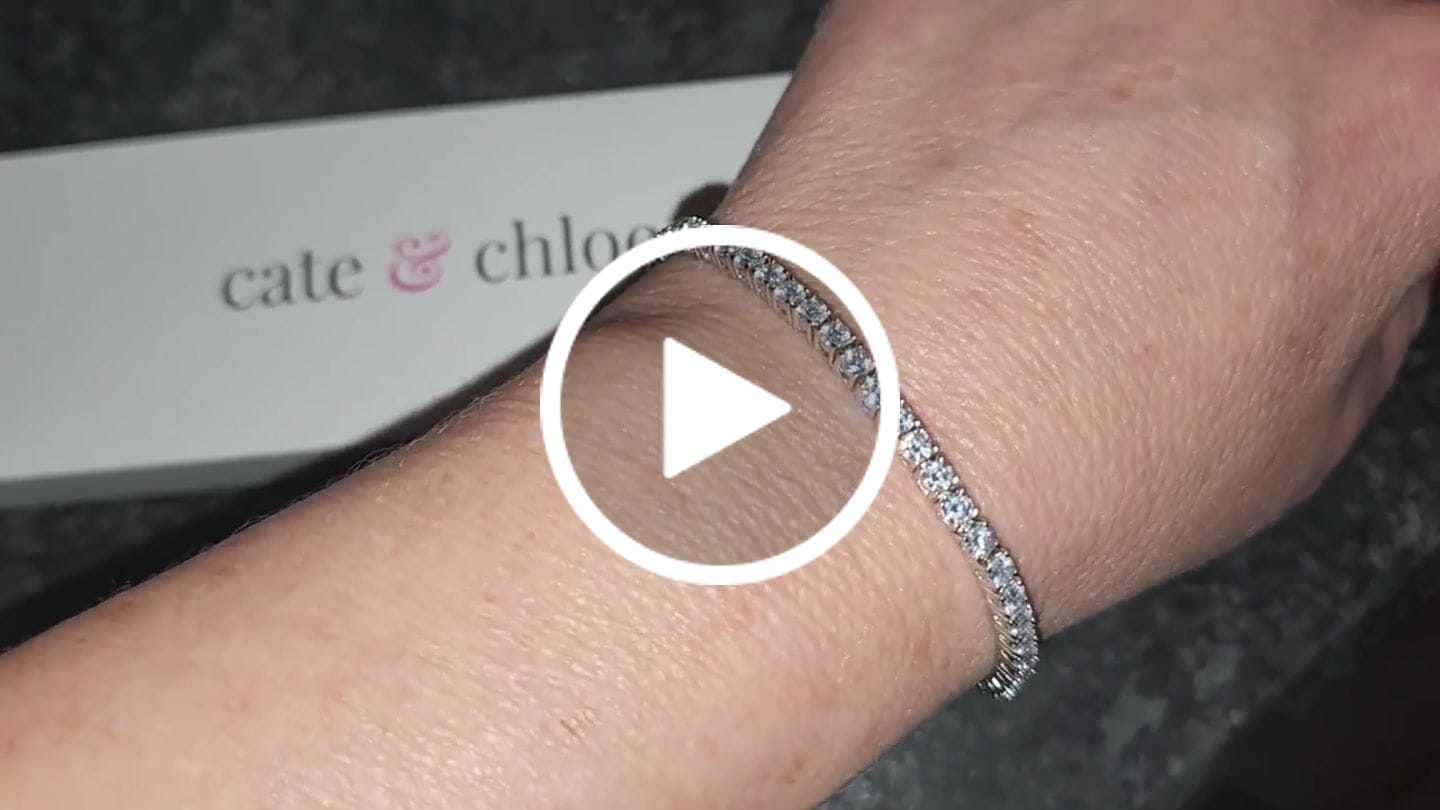 Customer video review of Kaylee 18k White Gold Plated Tennis Bracelet with Simulated Diamond Crystals
