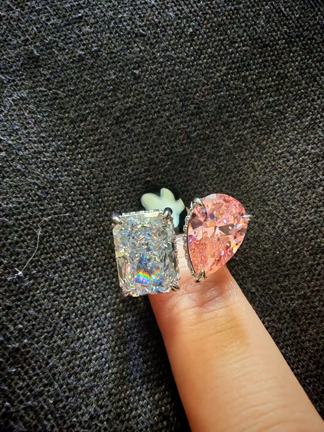 Customer photo review of Toi et Moi Pear & Radiant Cut Engagement Ring Travel Ring For Women