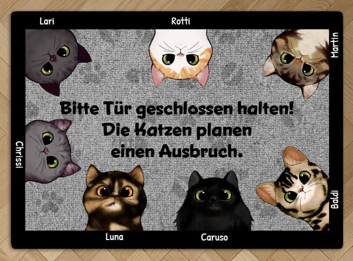 Customer photo review of Katzen planen einen Ausbruch - Individuelle Fußmatte