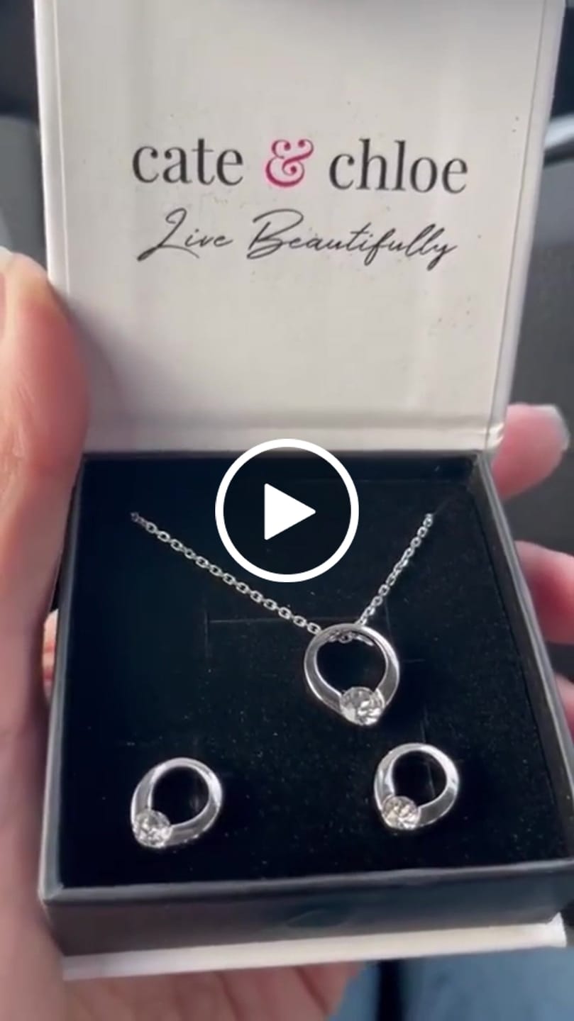 Customer video review of Dahlia 18k White Gold Plated 13mm Hoop Necklace with Swarovski Crystal