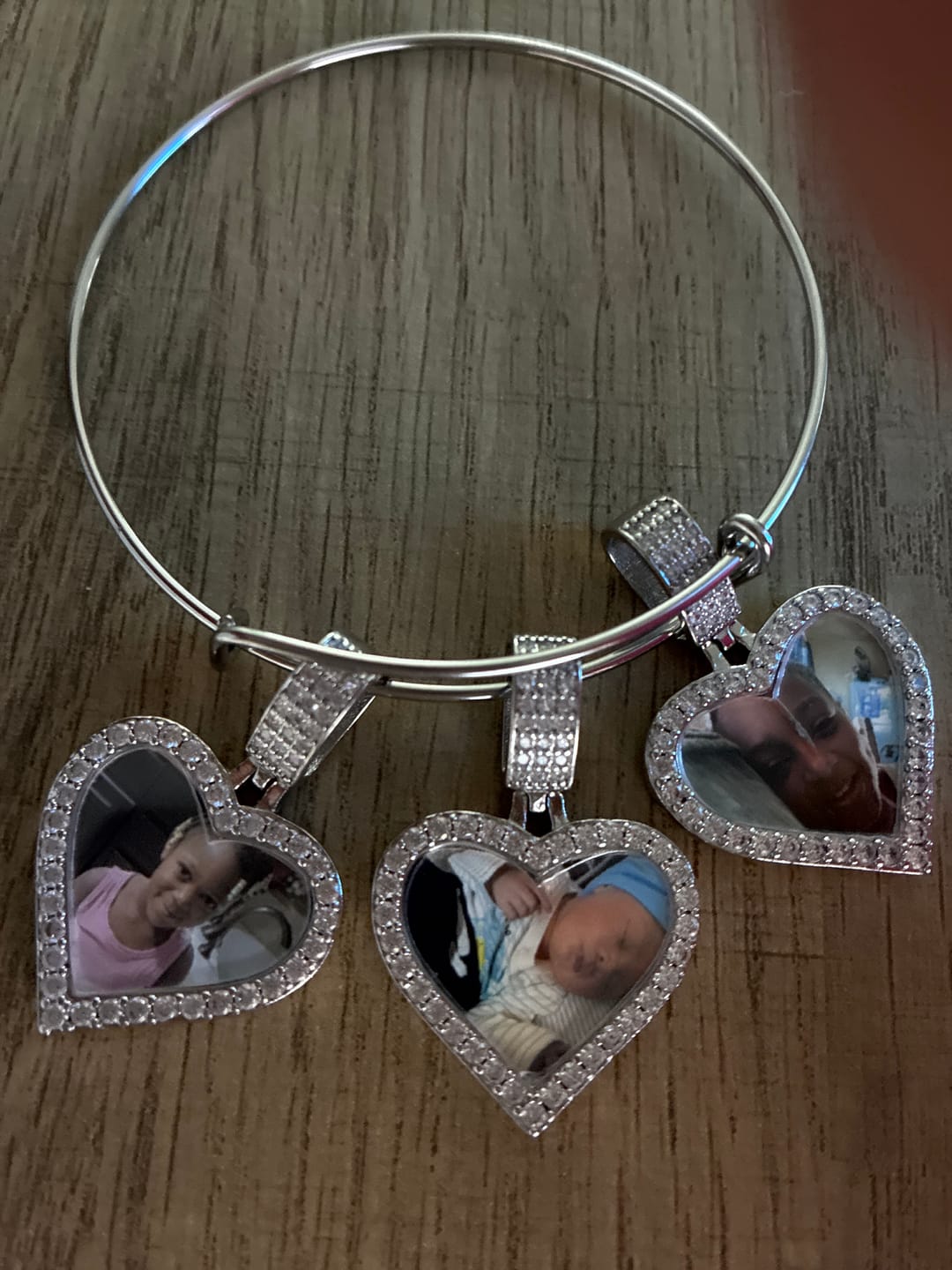 Customer photo review of Hearts Photo Bangle Bracelet