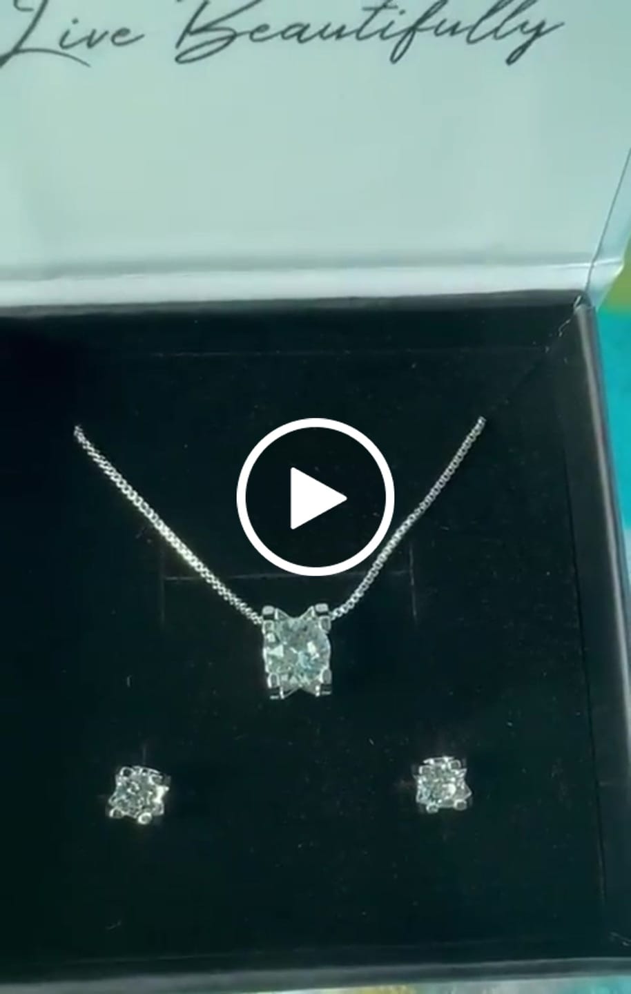 Customer video review of Clara 18k White Gold Plated Pendant Necklace with Solitaire Round Cut Swarovski Crystal