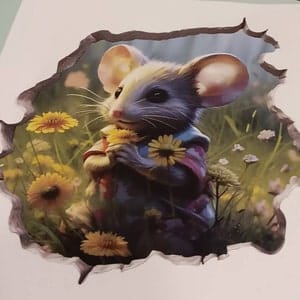 Customer photo review of Flower Mouse Hole Decal