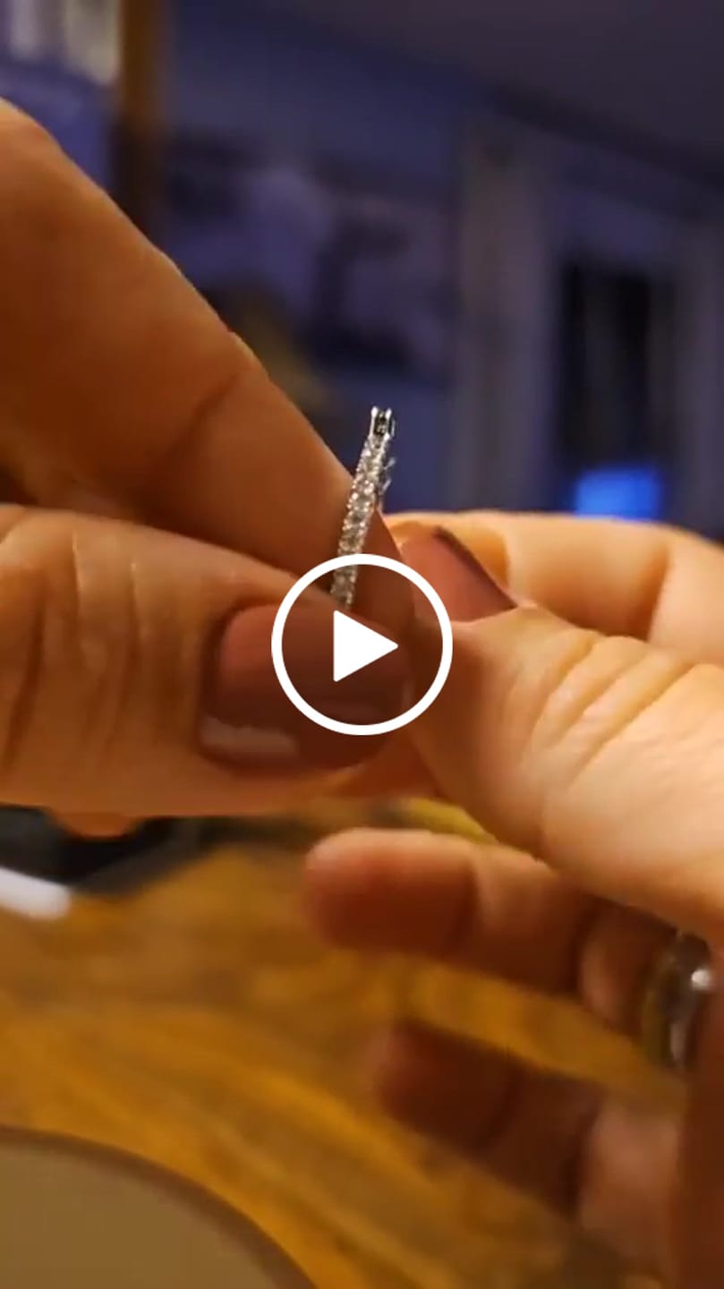 Customer video review of Margot 18k White Gold Plated 24mm Hoop Earrings with Simulated Diamond Crystals
