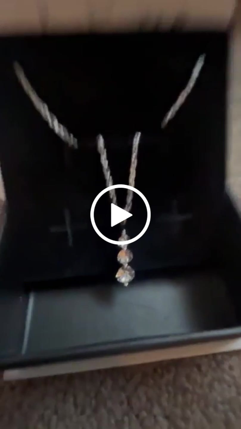 Customer video review of Delilah 18k White Gold Plated Drop Pendant Necklace with Swarovski Crystals