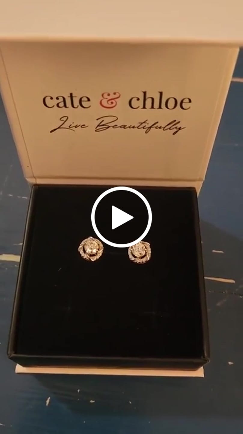 Customer video review of Moissanite by Cate & Chloe Kailani 18k Gold Plated 925 Sterling Silver Stud Earrings 1.18tcw