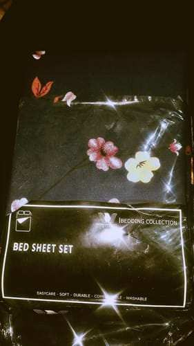 Customer photo review of Floral Navy-Bed Sheet Set