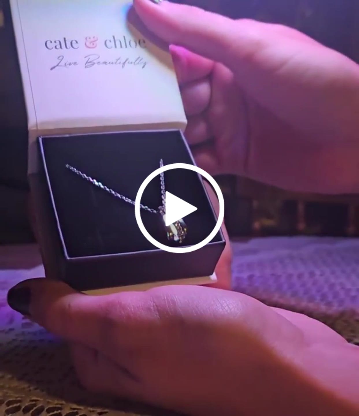 Customer video review of Bella 18k White Gold Plated Necklace with Swarovski Crystals