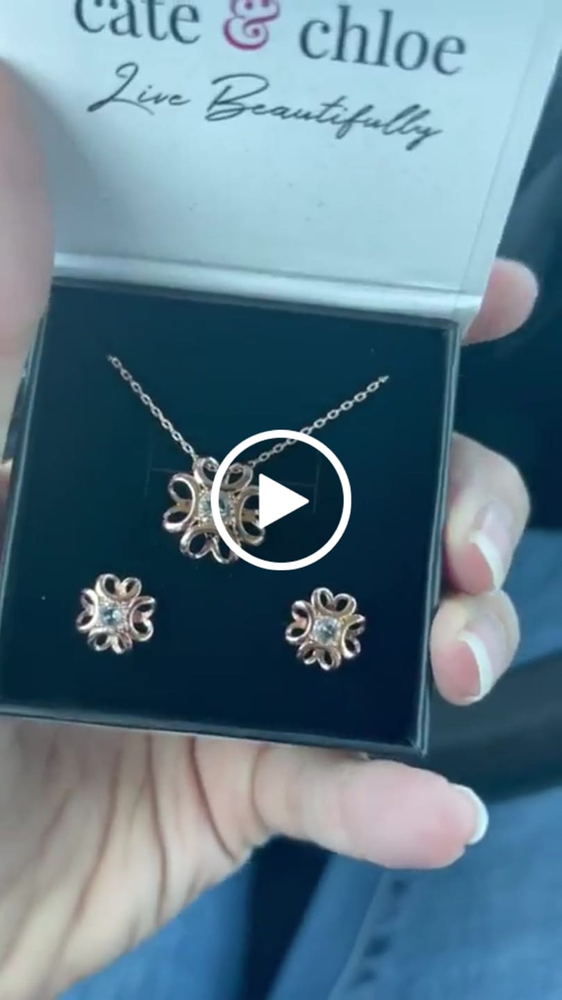 Customer video review of Alexis 18k White Gold Plated Flower Pendant Necklace with Swarovski Crystal