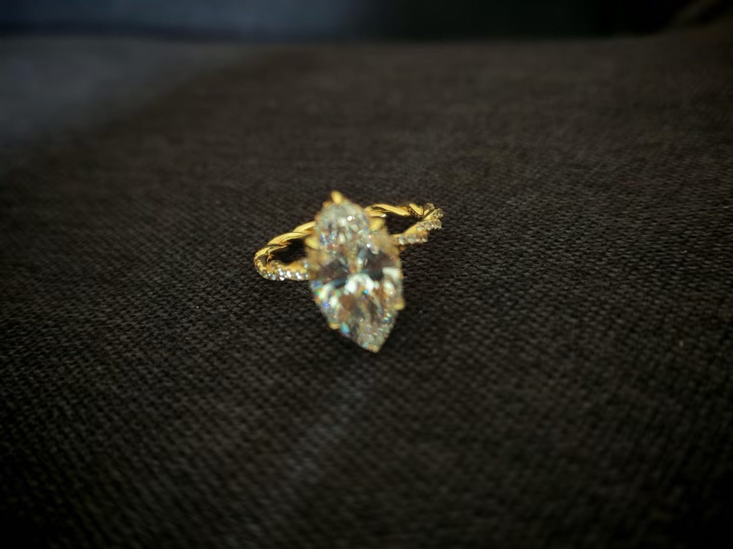 Customer photo review of 4.0Ct Marquise Cut Twist Hidden Halo Engagement Ring Travel Ring In Sterling Silver