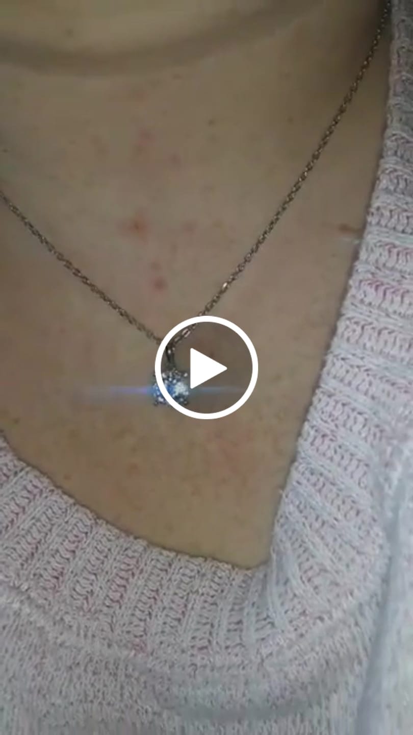 Customer video review of Raylee 18k White Gold Plated Halo Pendant Necklace with Swarovski Crystals