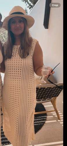 Customer photo review of Black Crochet Knit Bodycon Midi Dress