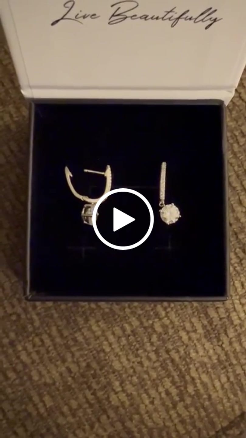 Customer video review of Moissanite by Cate & Chloe Finley 18k Gold Plated 925 Sterling Silver Dangle Earrings 2.13tcw