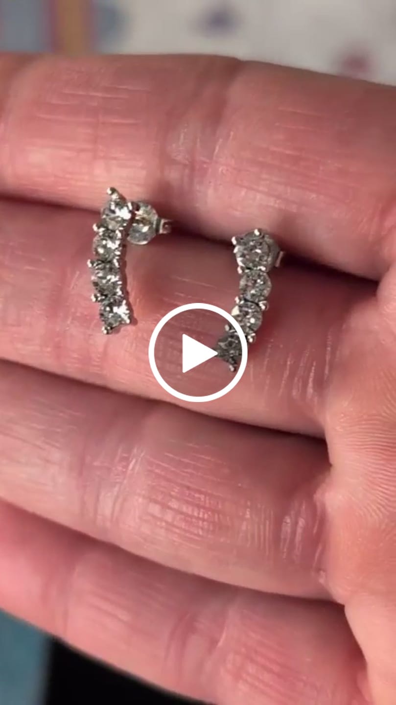 Customer video review of Aubree 18k White Gold Plated Drop Stud Earrings with Swarovski Crystals