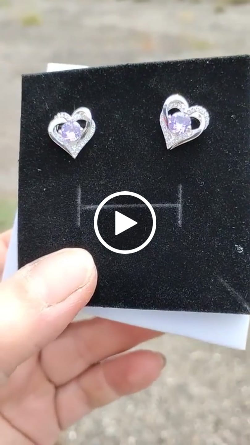 Customer video review of Forever Birthstone 18k White Gold Plated Double Heart Stud Earrings with Swarovski Crystals