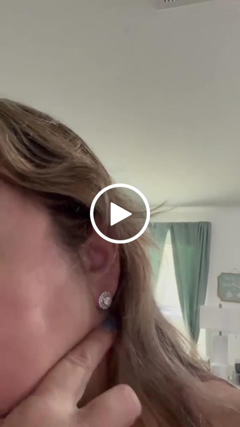 Customer video review of Cordelia 18k White Gold Plated Stud Earrings with Round Cut Simulated Diamond Crystals - Final Sale