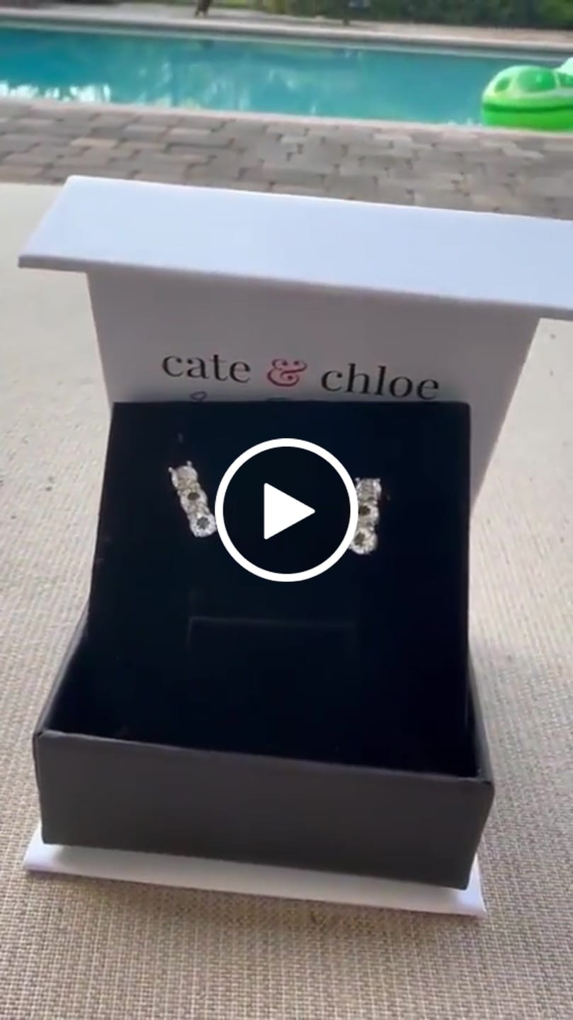Customer video review of Eliana 18k White Gold Plated Stud Earrings with Swarovski Crystals