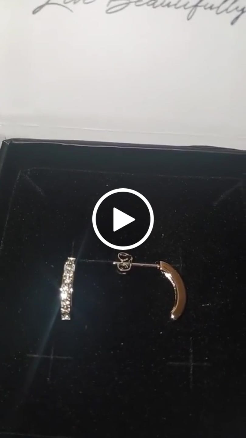 Customer video review of Erin 18k White Gold Plated Half Hoop Earrings with Swarovski Crystals