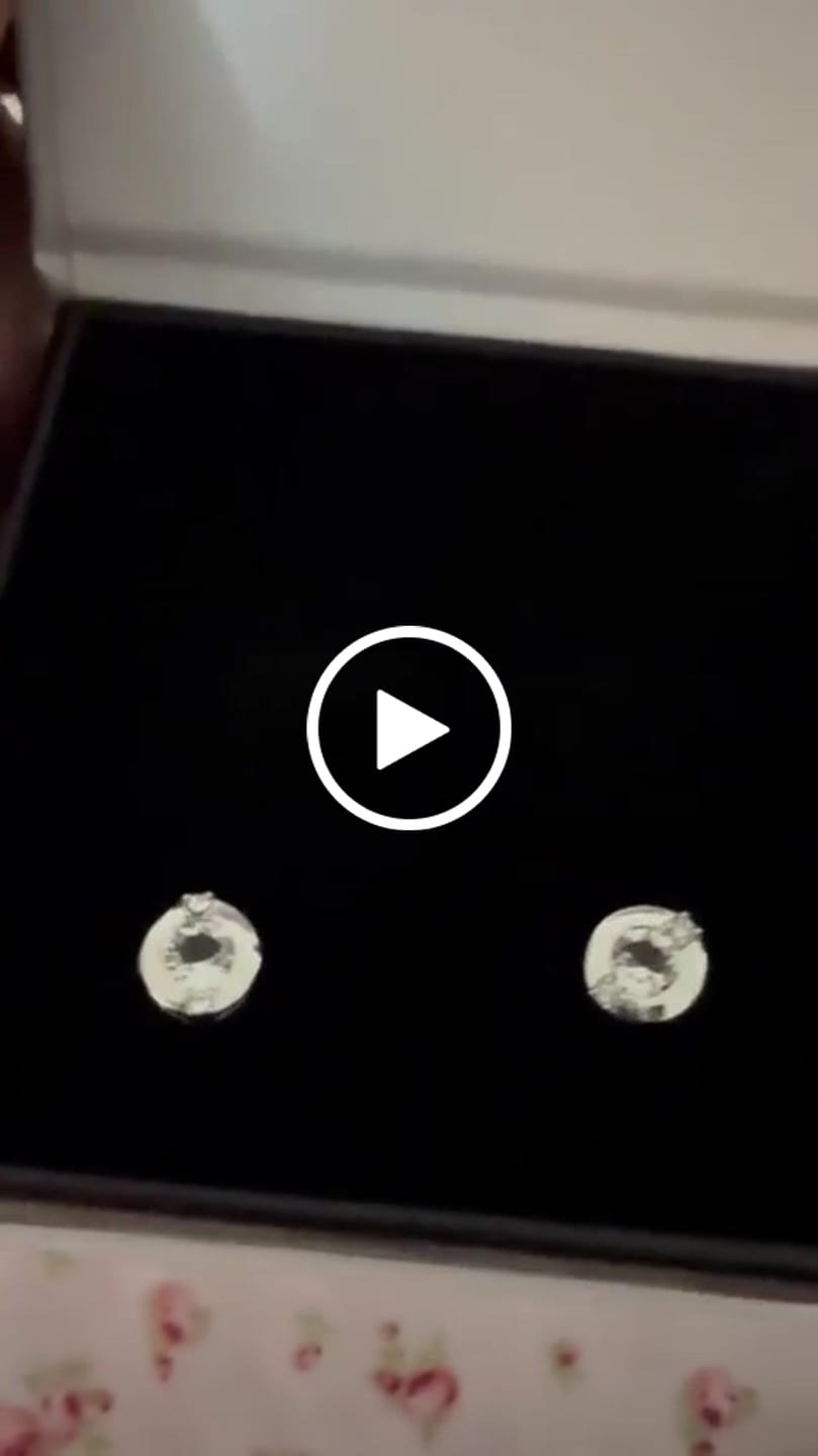 Customer video review of Zara 18k White Gold Plated Stud Earrings with Round Cut Swarovski Crystals