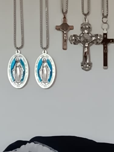 Customer photo review of Huge Miraculous Medal 3" with Blue Enamel - Blessed By Pope