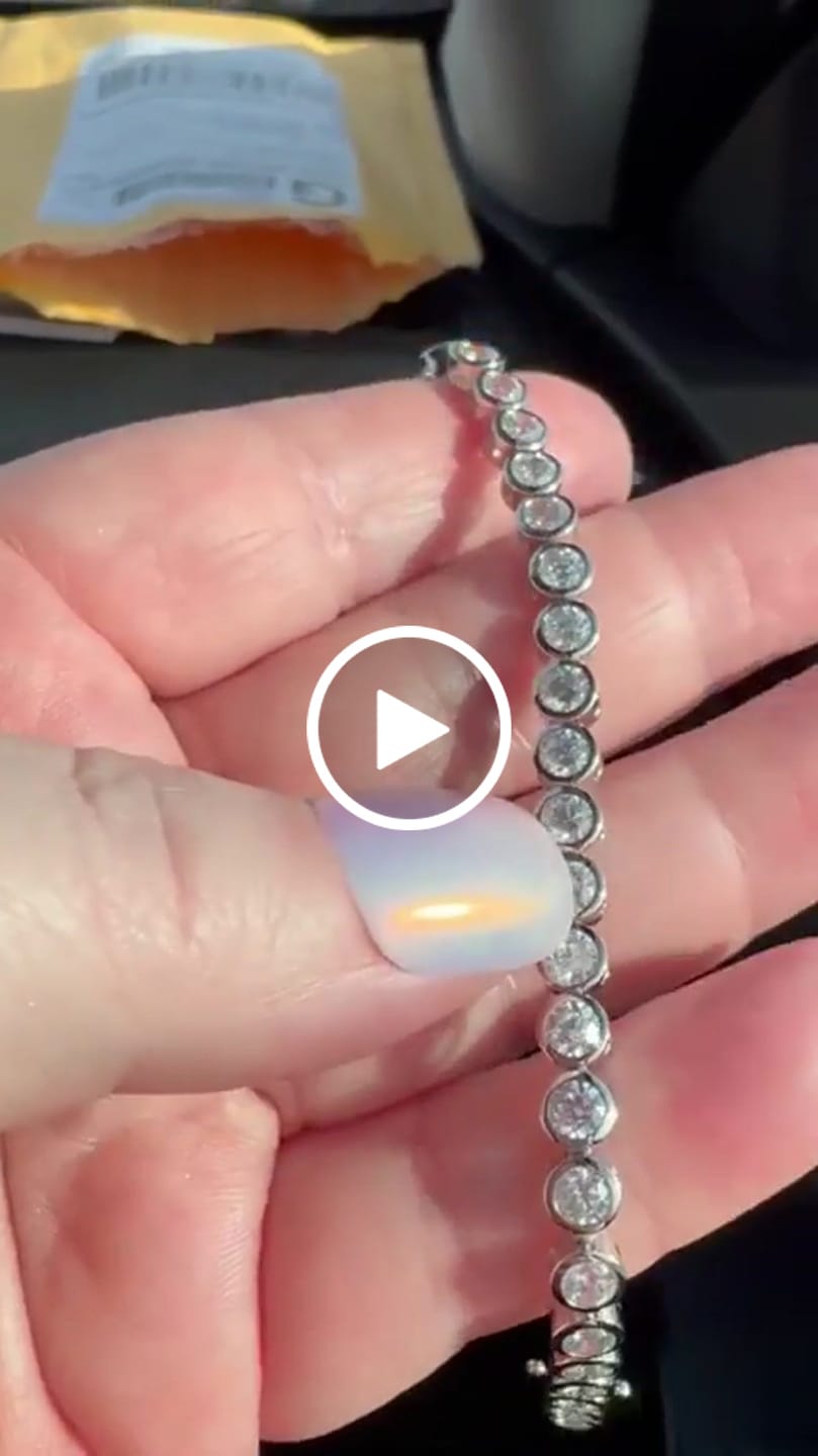 Customer video review of Joelle 18k White Gold Plated Tennis Bracelet with Simulated Diamond Crystals