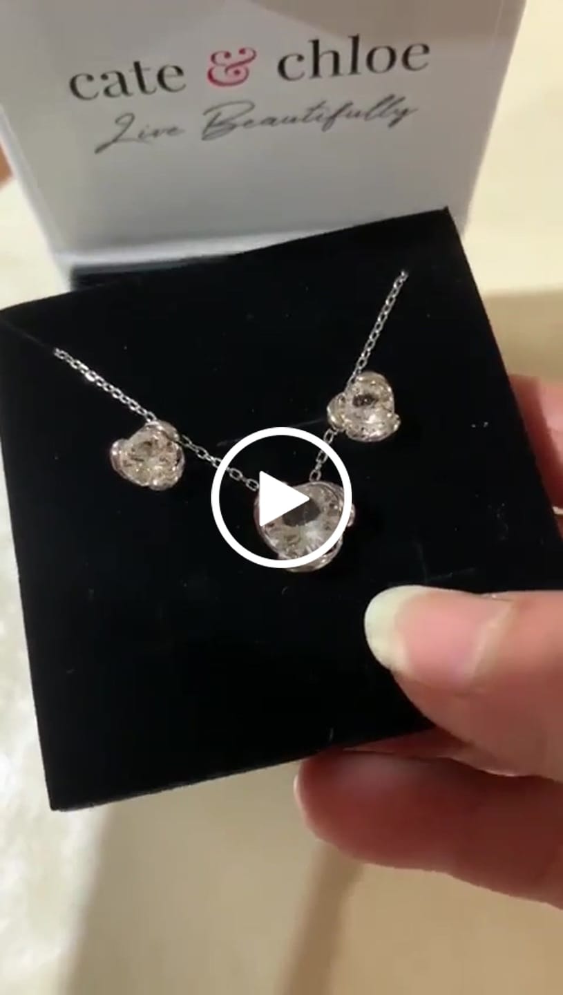 Customer video review of Harmony 18k White Gold Plated Necklace with Round Cut Solitaire Swarovski Crystal