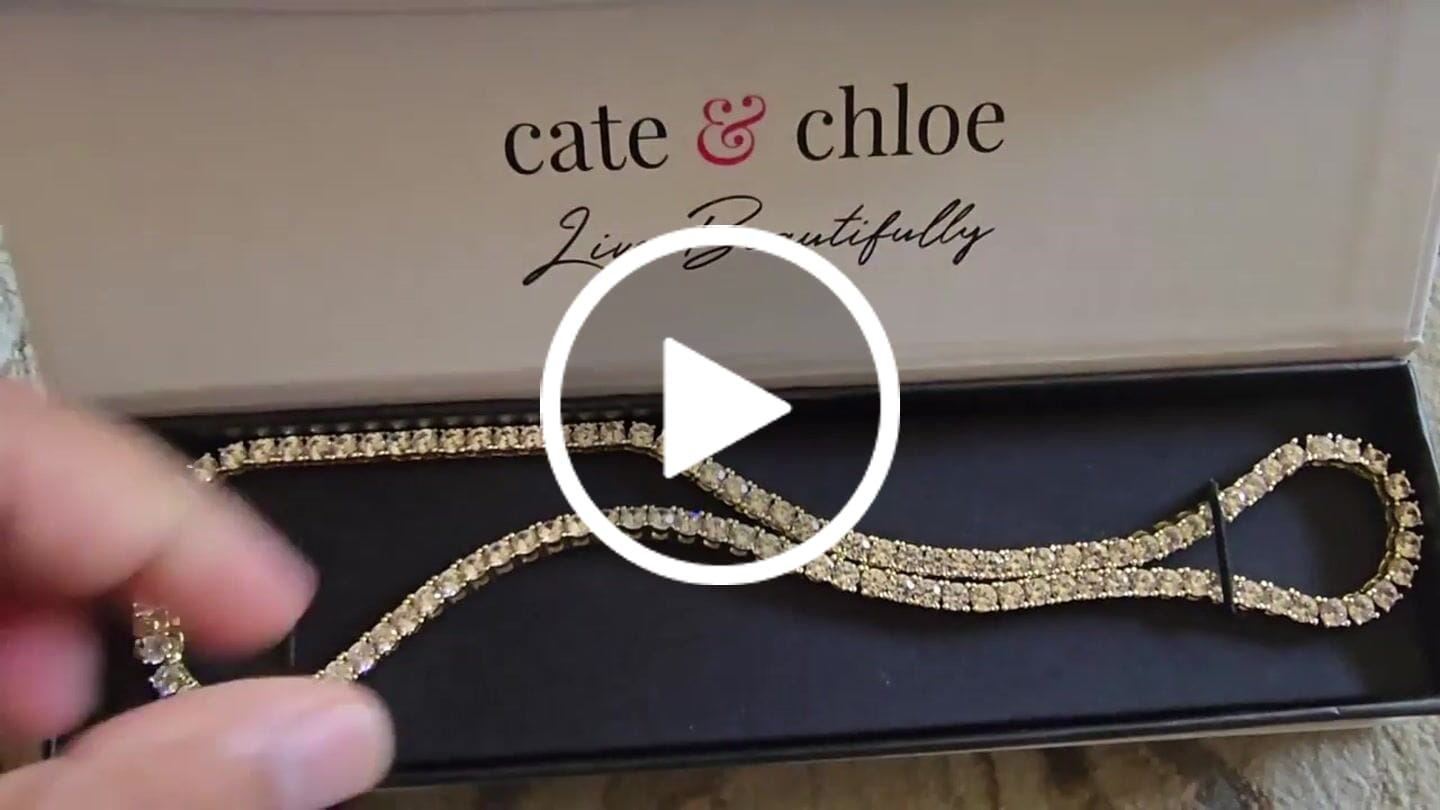 Customer video review of Olivia 18k White Gold Plated Tennis Necklace with Simulated Diamond Crystals