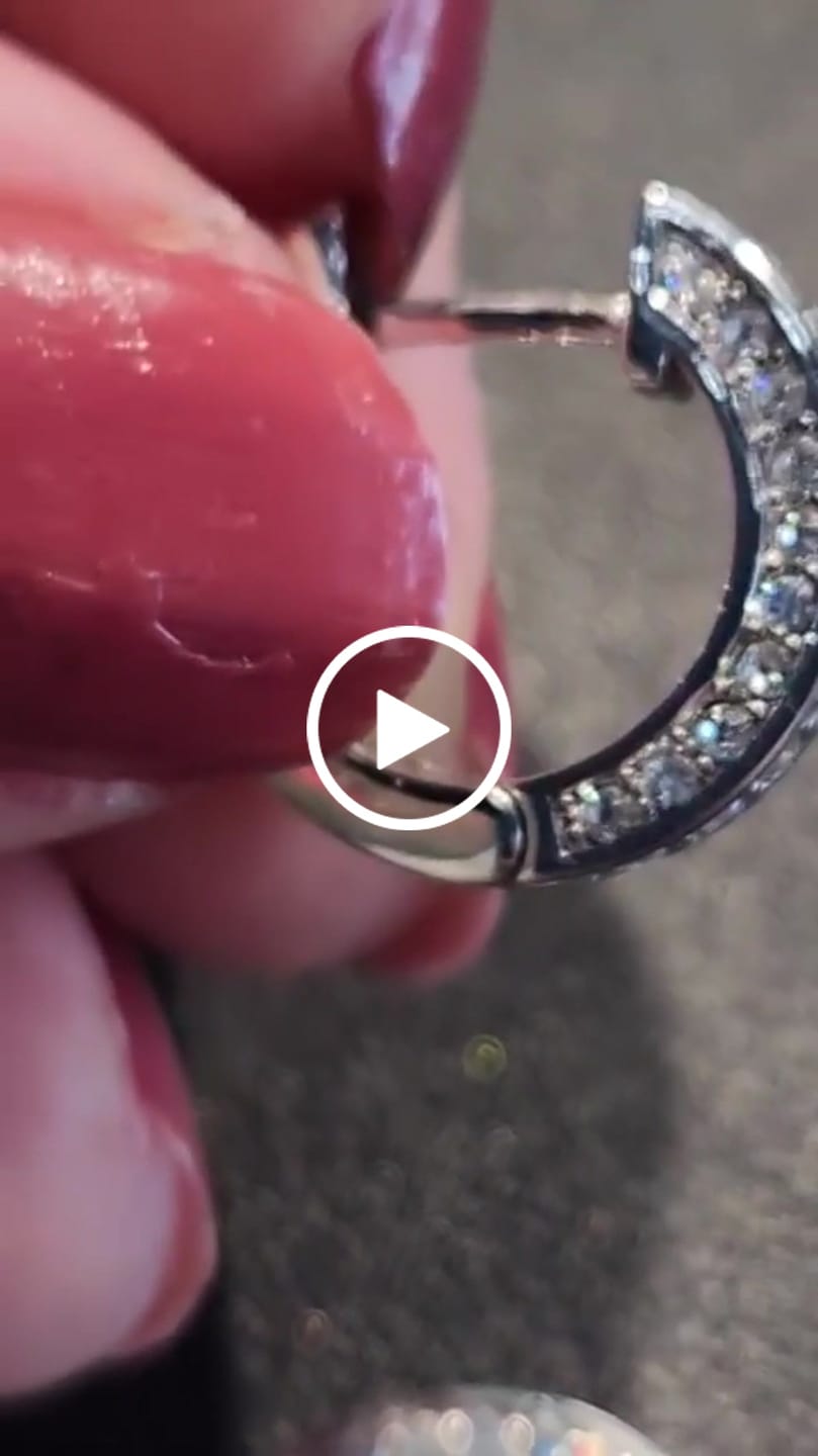 Customer video review of Viviana 18k White Gold Plated 17mm Hoop Earrings with Swarovski Crystals