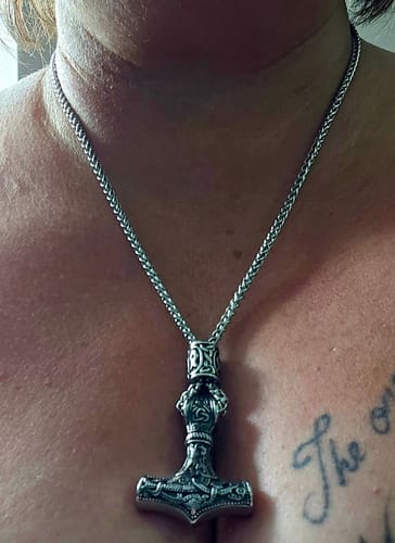 Customer photo review of Runed Mjolnir Pendant