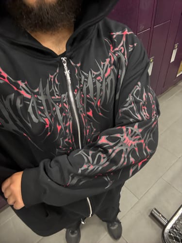 Customer photo review of Shadow Monarch Oversized Zip-up Hoodie [INFERNO]