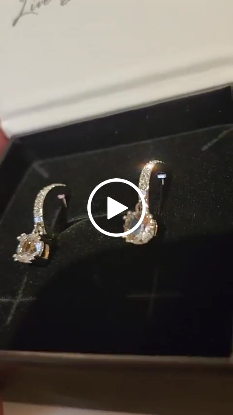 Customer video review of McKenzie 18k White Gold Plated Drop Dangle Earrings with Swarovski Crystals