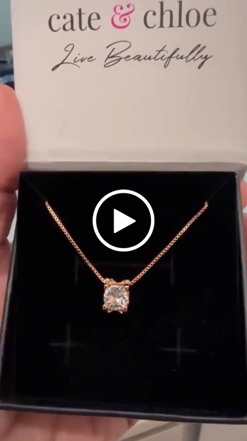 Customer video review of Clara 18k White Gold Plated Pendant Necklace with Solitaire Round Cut Swarovski Crystal