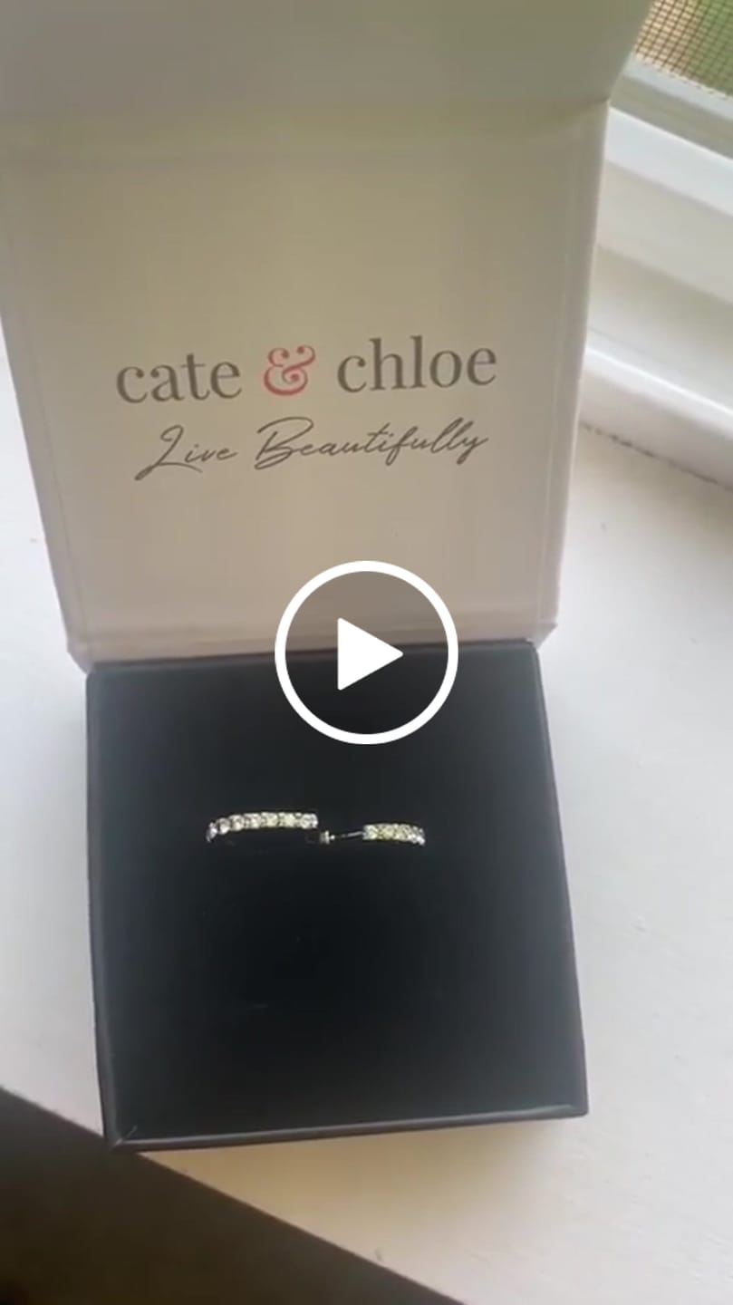 Customer video review of Waverly 18k White Gold Plated 16mm Hoop Earrings with Swarovski Crystals