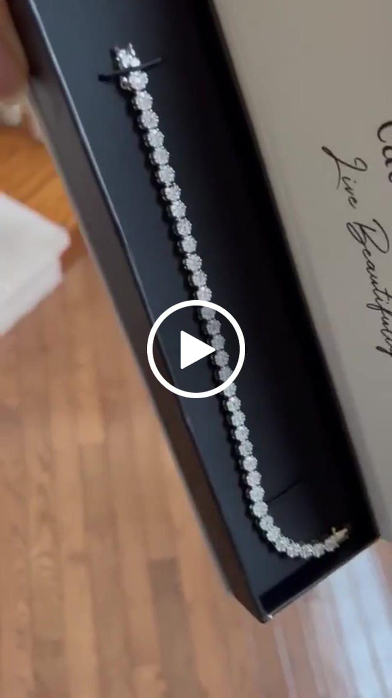 Customer video review of Ally 18k White Gold Plated Tennis Bracelet with Simulated Diamond Crystals