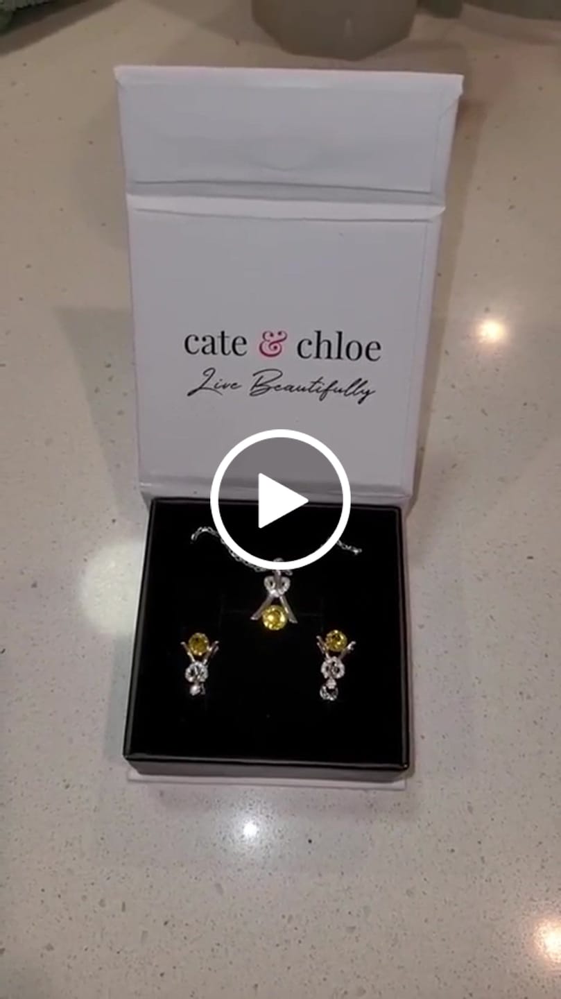 Customer video review of Serenity Birthstone 18k White Gold Plated Necklace with Round Cut Swarovski Crystals