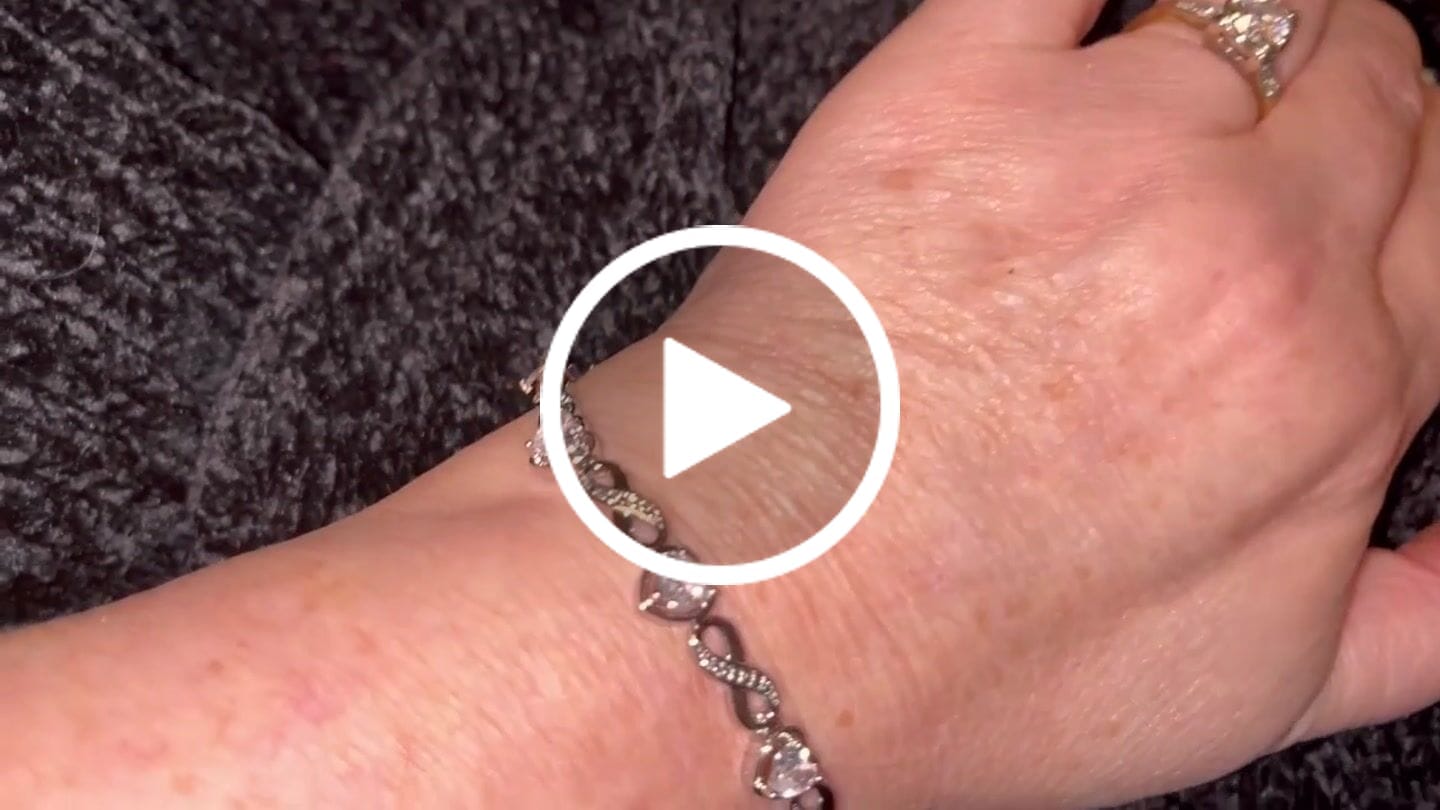 Customer video review of Amanda 18k White Gold Plated Infinity Heart Tennis Bracelet with Simulated Diamond Crystals