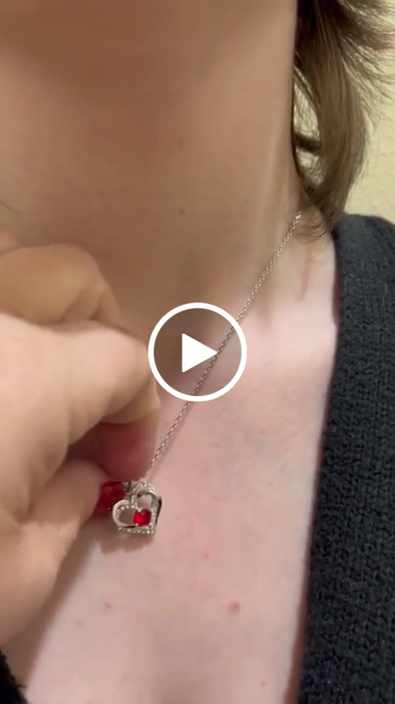 Customer video review of Forever Birthstone 18k White Gold Plated Double Heart Necklace with Swarovski Crystals