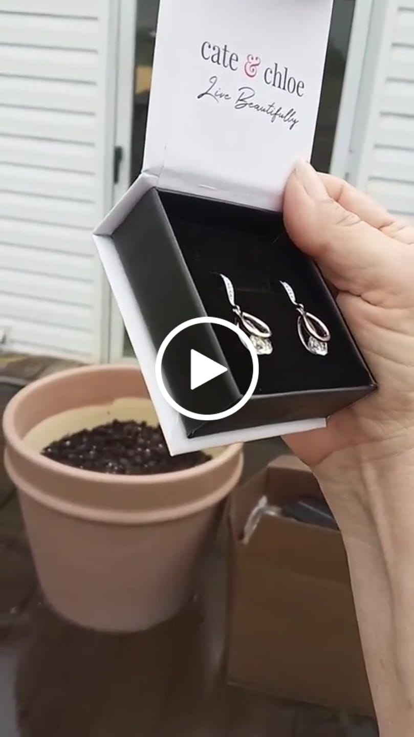 Customer video review of Brenda 18k White Gold Plated Drop Earrings with Swarovski Crystals