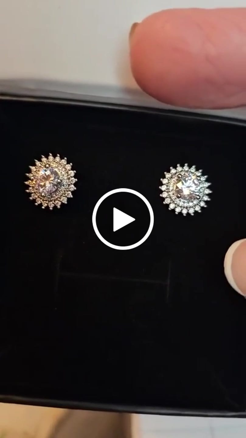 Customer video review of Cordelia 18k White Gold Plated Stud Earrings with Round Cut Simulated Diamond Crystals - Final Sale